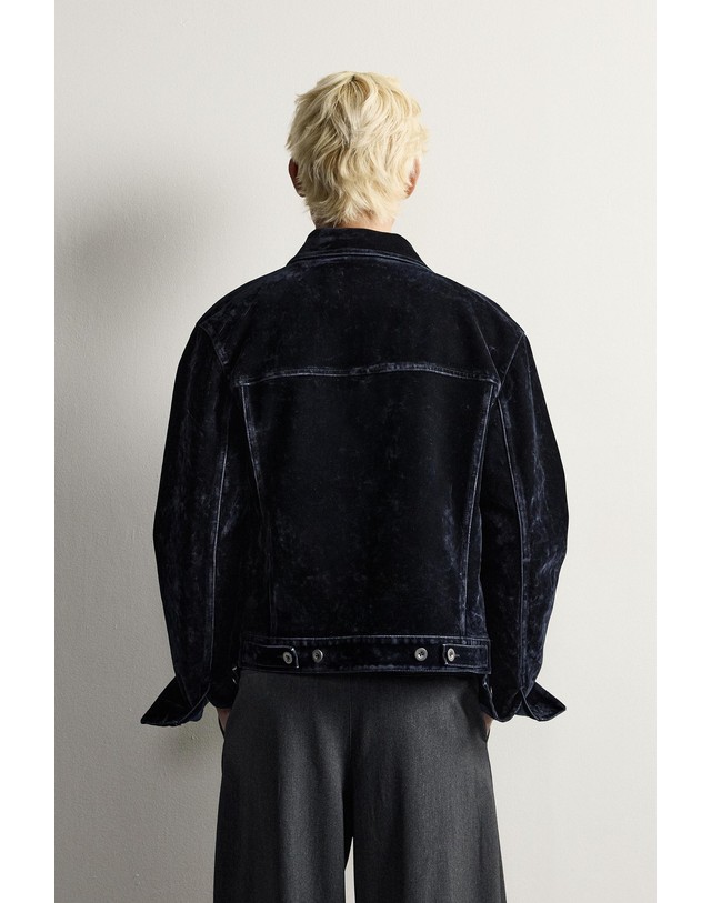 자라 자라 크롭 벨벳 이펙트 데님 자켓 8491/801/407 BLUE 네이비 착용컷