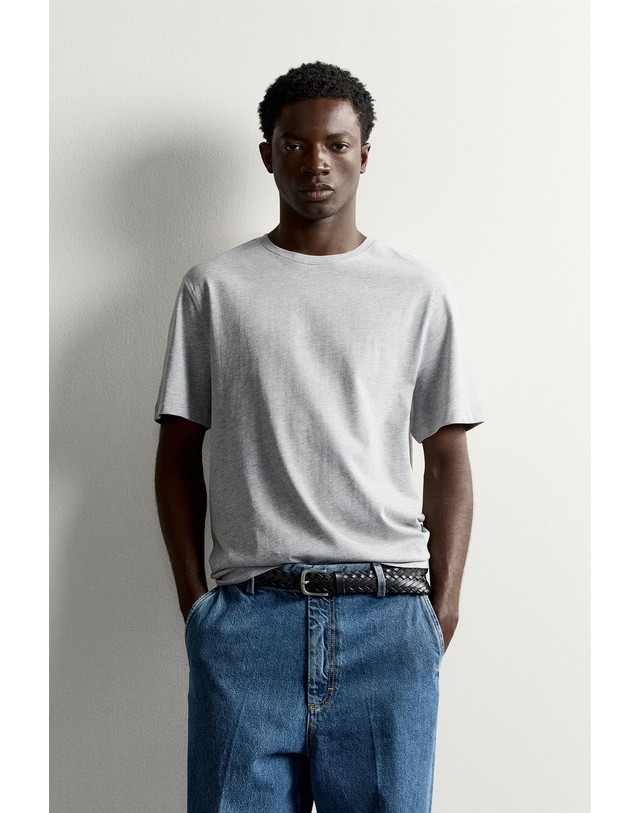 자라 자라 레귤러핏 라운드넥 반팔 티셔츠 1887/390/803 GREY MARL 그레이 착용컷