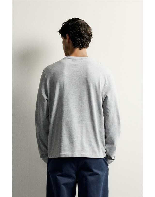 자라 자라 레귤러핏 크루넥 긴팔 티셔츠 1887/429/803 GREY MARL 그레이 착용컷