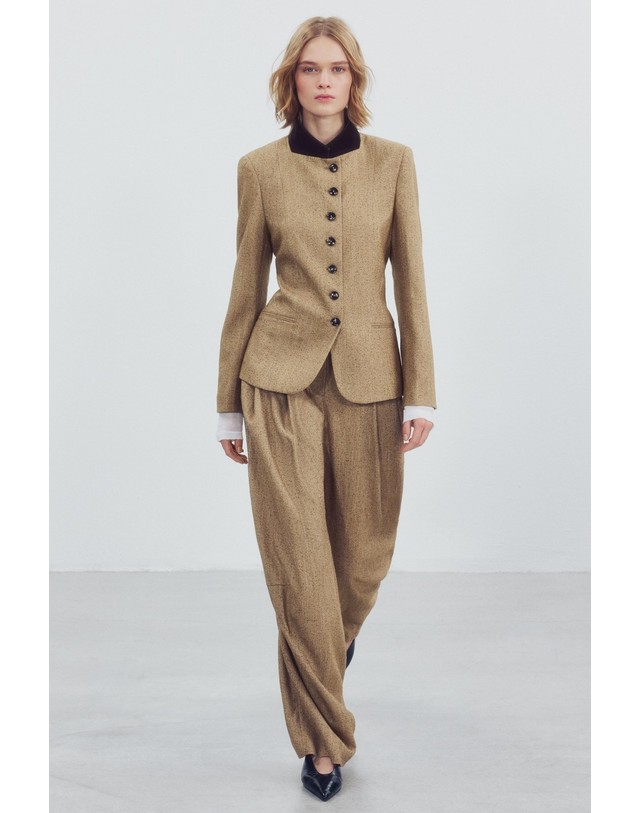 자라 자라 벨벳 컬러 버튼 블레이저 8491/247/756 MID-CAMEL 카멜 착용컷