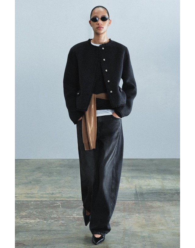 자라 자라 울 혼방 라운드넥 블레이저 7522/260/922 DARK GREY 그레이 착용컷