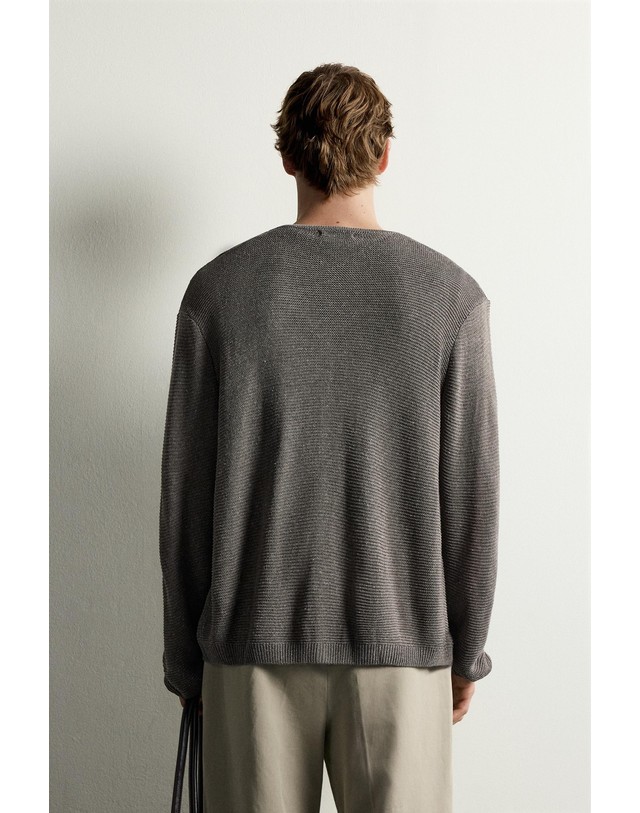 자라 자라 릴렉스핏 버튼 니트 가디건 5755/312/102 GREY / TAN 그레이 착용컷