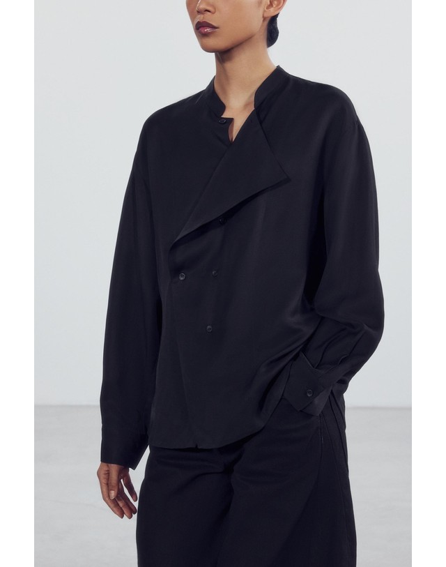 자라 자라 비대칭 랩 긴팔 셔츠 9479/255/800 BLACK 블랙 착용컷