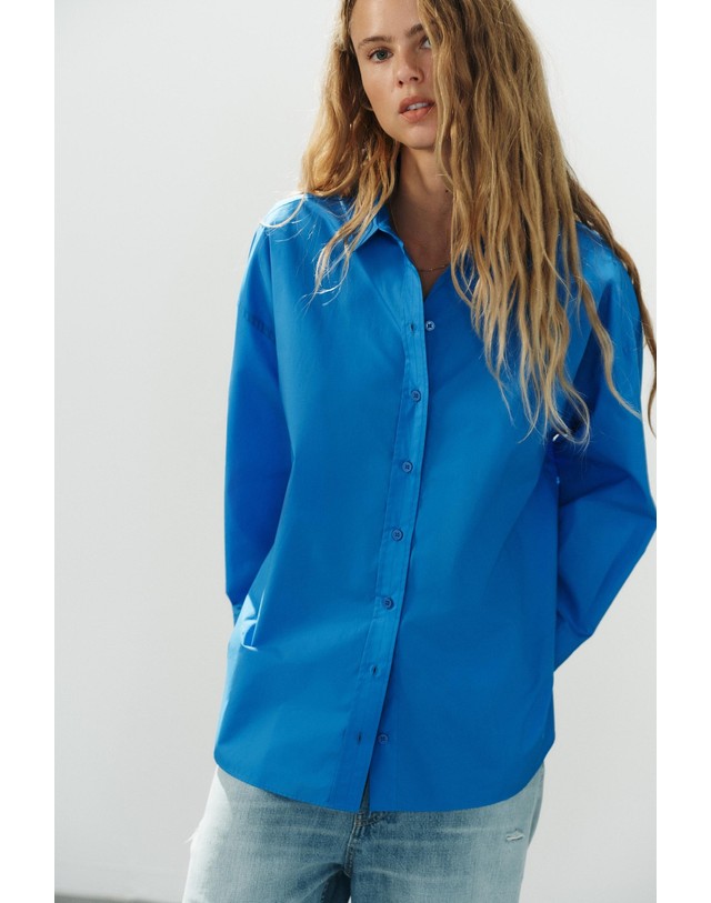 자라 자라 오버사이즈 포플린 긴팔 셔츠 7761/256/446 ELECTRIC BLUE 블루 착용컷