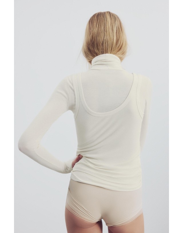 자라 자라 터틀넥 레이어드 긴팔 티셔츠 3431/627/712 ECRU 아이보리 착용컷