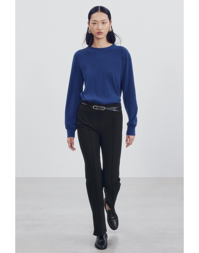 자라 자라 레귤러핏 라운드넥 긴팔 티셔츠 0858/735/405 INDIGO 블루 착용컷