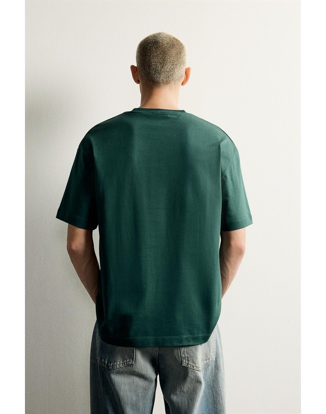 자라 자라 헤비 코튼 라운드넥 반팔 티셔츠 1887/410/500 GREEN 그린 착용컷