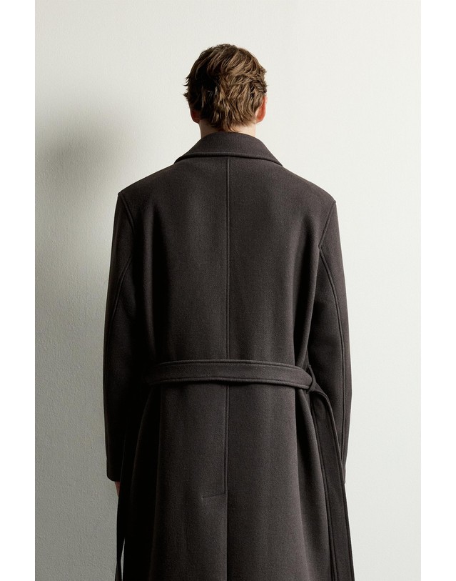 자라 자라 울 혼방 벨트 더블 롱 코트 2949/756/700 BROWN 초콜릿 착용컷