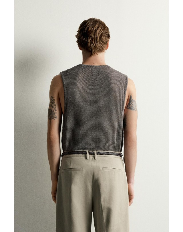 자라 자라 릴렉스핏 니트 민소매 탑 5755/311/102 GREY / TAN 그레이 착용컷