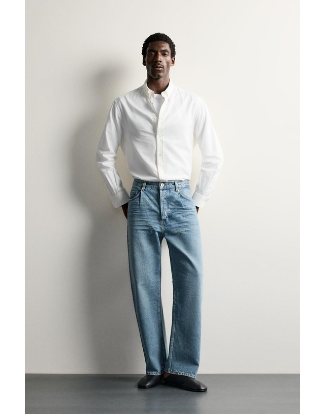 자라 자라 루즈핏 스트레이트 데님 진 5585/313/427 MID-BLUE 블루 착용컷