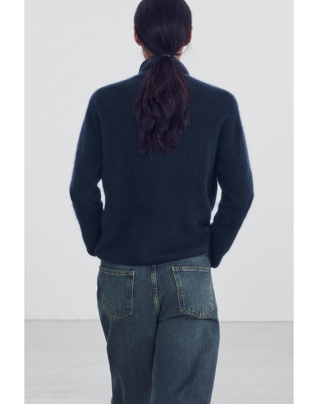 자라 자라 브러시드 울 하이넥 버튼 자켓 2893/127/430 INK BLUE 네이비 착용컷