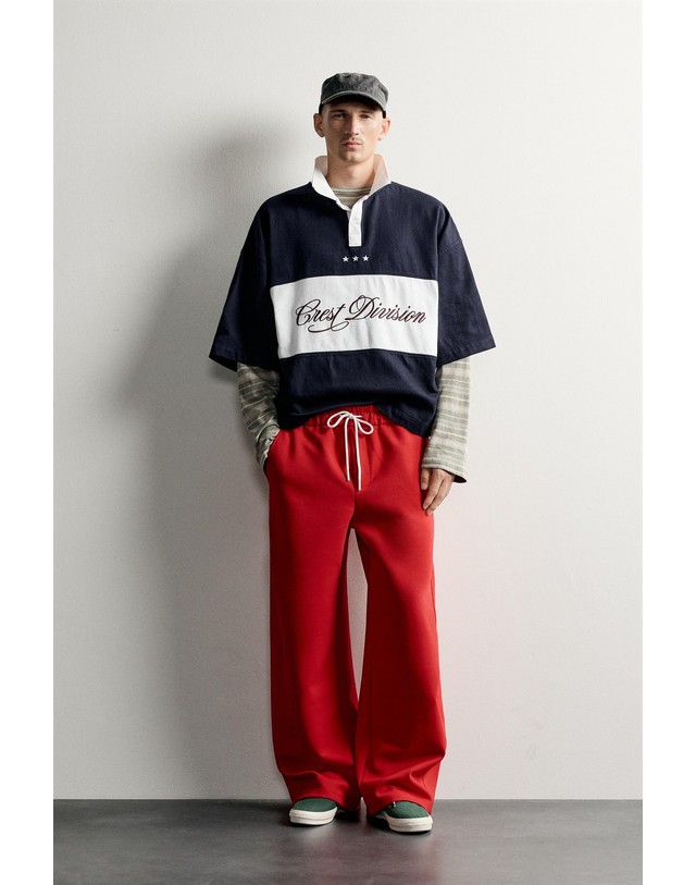 자라 자라 컬러블록 박시핏 반팔 폴로셔츠 1195/398/043 NAVY / WHITE 멀티컬러 착용컷