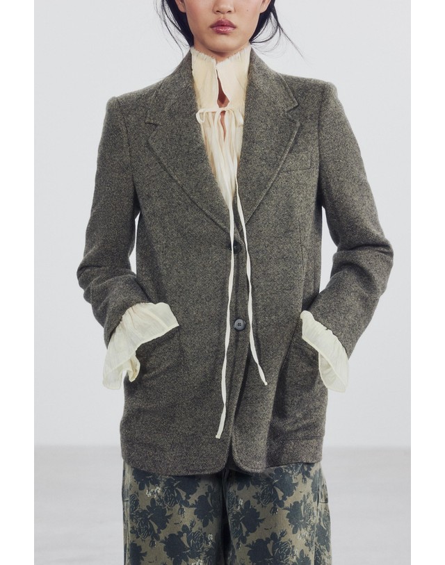 자라 자라 울 혼방 테일러드 재킷 7101/886/720 BEIGE MARL 베이지 착용컷
