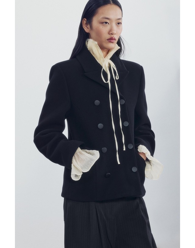 자라 자라 더블브레스트 울 혼방 코트 7078/754/800 BLACK 블랙 착용컷