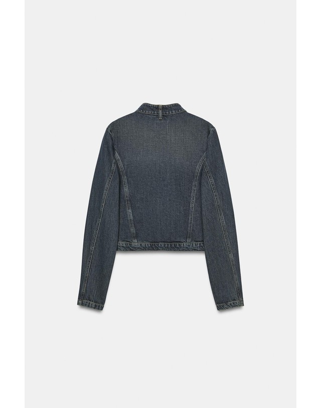 자라 자라 슬림핏 포켓 크롭 데님 자켓 1300/271/401 NAVY BLUE 네이비 착용컷