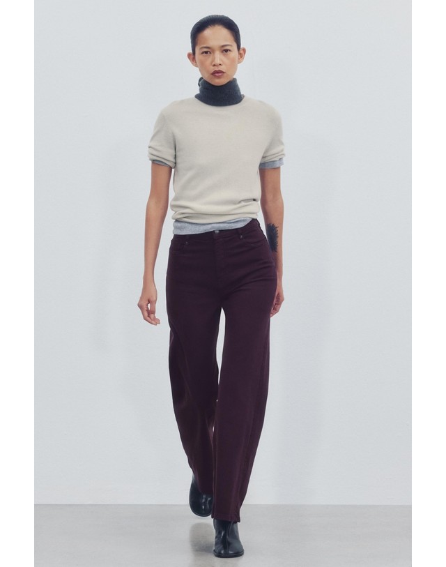 자라 자라 하이웨이스트 와이드 청바지 9632/262/681 BURGUNDY 레드 착용컷