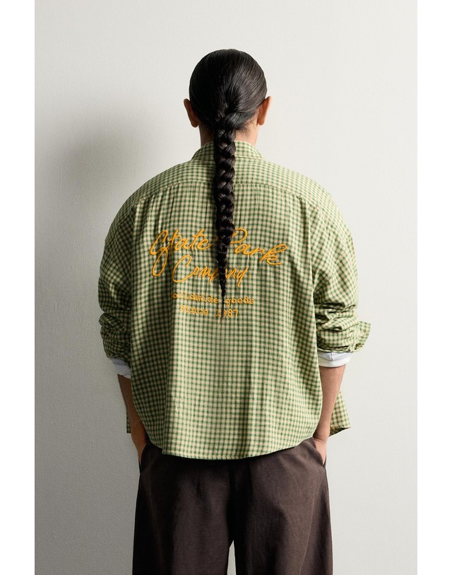 자라 자라 박시핏 체크 패치 포켓 긴팔 셔츠 3798/310/098 GREEN / ECRU 멀티컬러 착용컷