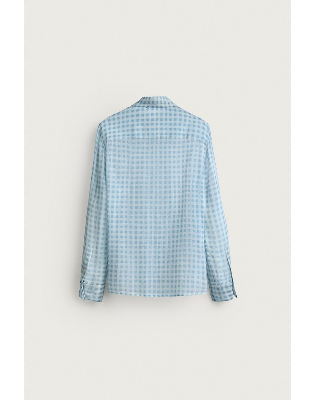 자라 자라 체크 울 릴렉스핏 긴팔 셔츠 5854/006/406 LIGHT BLUE 블루 착용컷