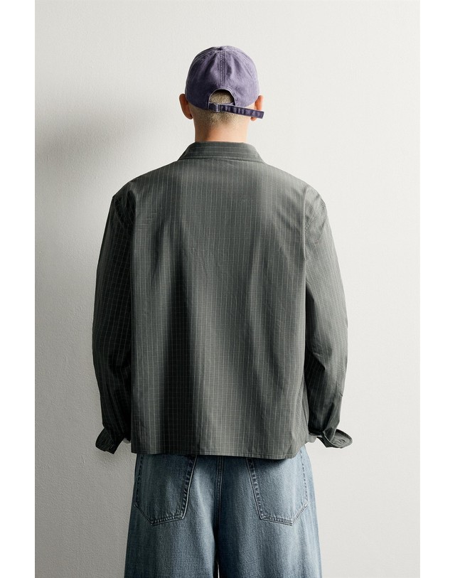 자라 자라 박시핏 체크 포켓 긴팔 셔츠 3918/311/500 GREEN 카키 착용컷