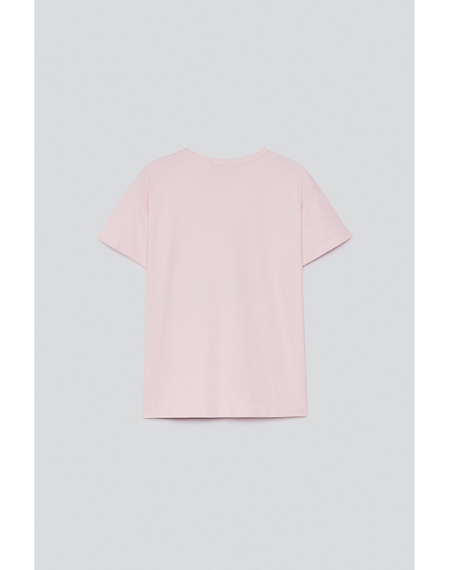 자라 자라 키스 프린트 라운드넥 반팔 티셔츠 6085/005/252 WHITE / PINK 핑크 착용컷