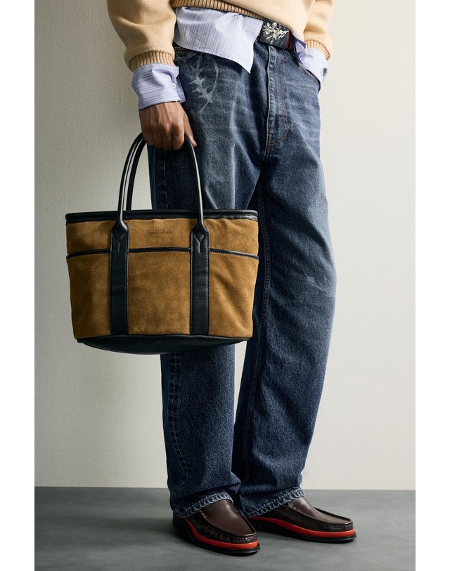 자라 자라 스플릿 스웨이드 지퍼 토트백 3325/820/517 OLIVE GREEN 카키 착용컷