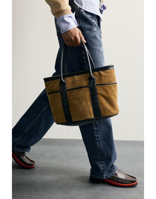자라 자라 스플릿 스웨이드 지퍼 토트백 3325/820/517 OLIVE GREEN 카키 착용컷