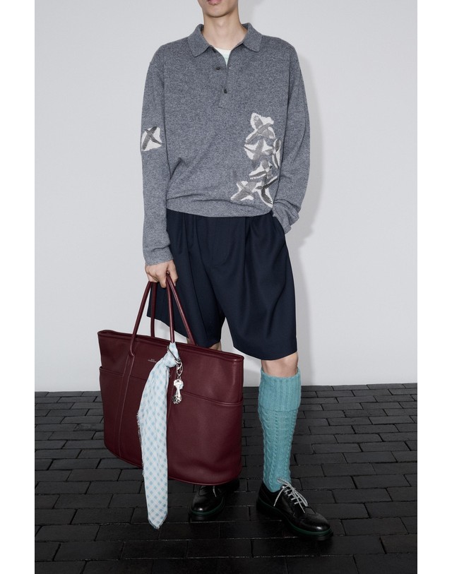자라 자라 그레인 레더 지퍼 토트백 3320/820/022 BURGUNDY RED 레드 착용컷
