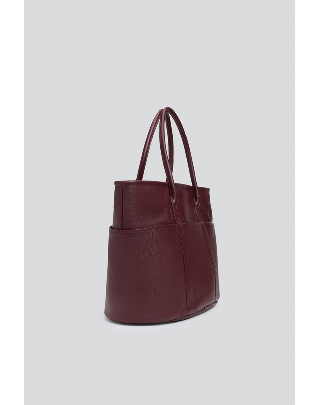 자라 자라 그레인 레더 지퍼 토트백 3320/820/022 BURGUNDY RED 레드 착용컷