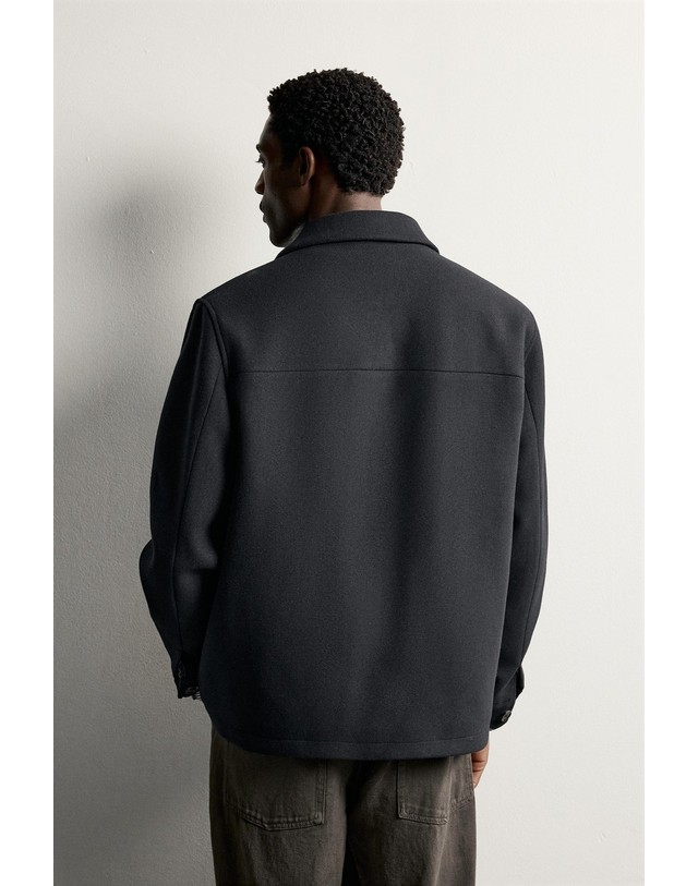 자라 자라 패딩 안감 레귤러핏 오버셔츠 2949/010/401 NAVY BLUE 네이비 착용컷