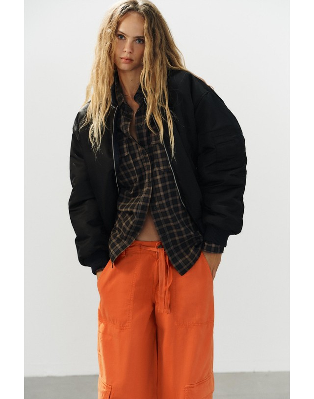 자라 자라 오버사이즈 코튼 카고 팬츠 0695/250/615 ORANGE 오렌지 착용컷