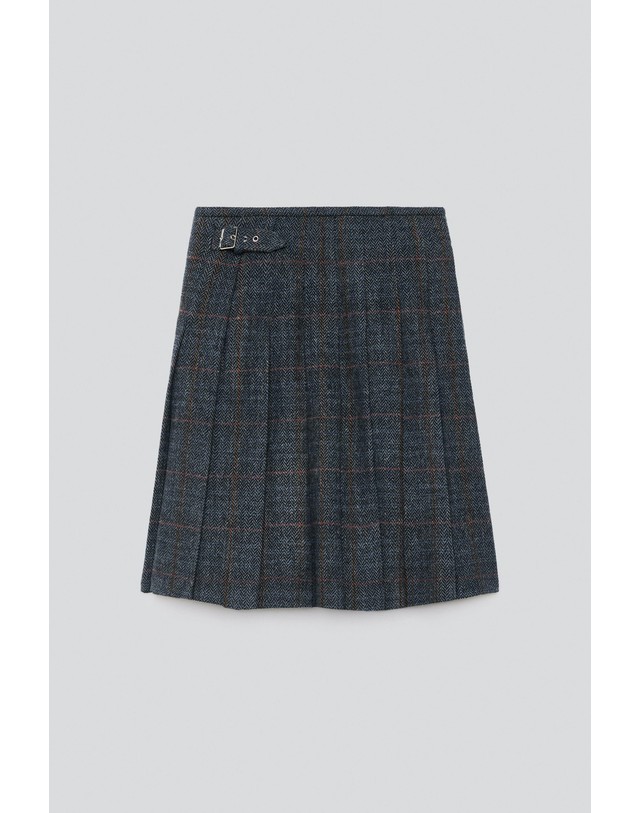 자라 자라 헤링본 울 혼방 킬트 스커트 3692/904/055 GREY / BLUE 그레이 착용컷