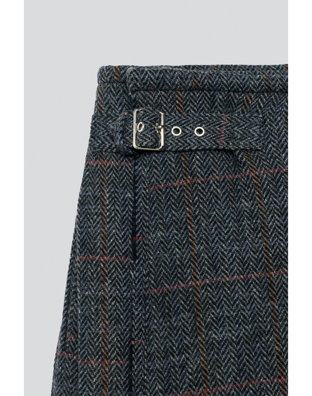 자라 자라 헤링본 울 혼방 킬트 스커트 3692/904/055 GREY / BLUE 그레이 착용컷
