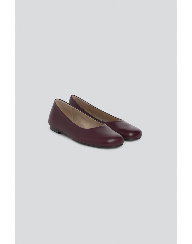 자라 자라 한정판 레더 발레리나 플랫슈즈 4510/810/022 BURGUNDY RED 레드 착용컷