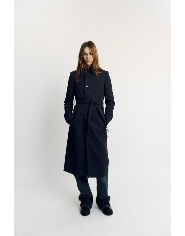 자라 자라 코튼 벨트 트렌치 코트 4749/756/401 NAVY BLUE 네이비 착용컷