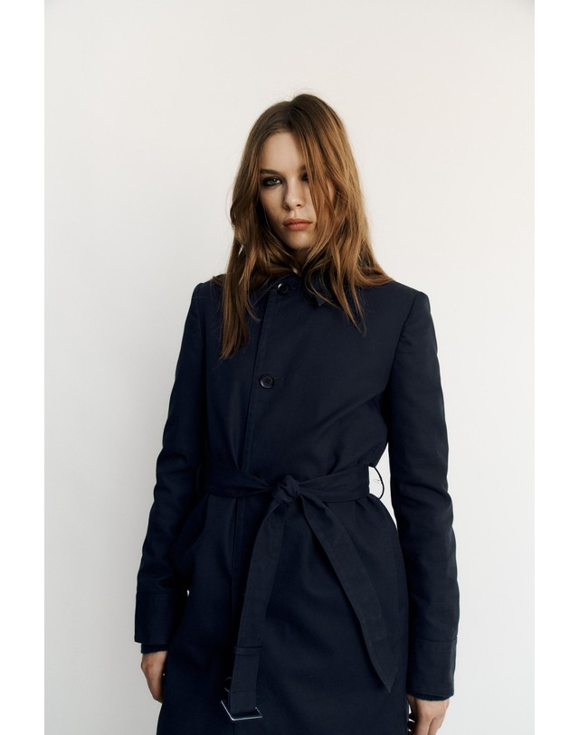 자라 자라 코튼 벨트 트렌치 코트 4749/756/401 NAVY BLUE 네이비 착용컷