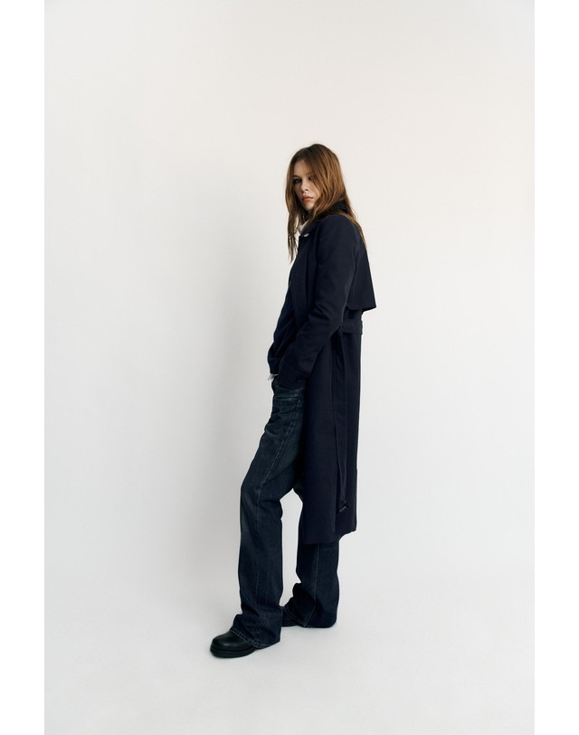 자라 자라 코튼 벨트 트렌치 코트 4749/756/401 NAVY BLUE 네이비 착용컷