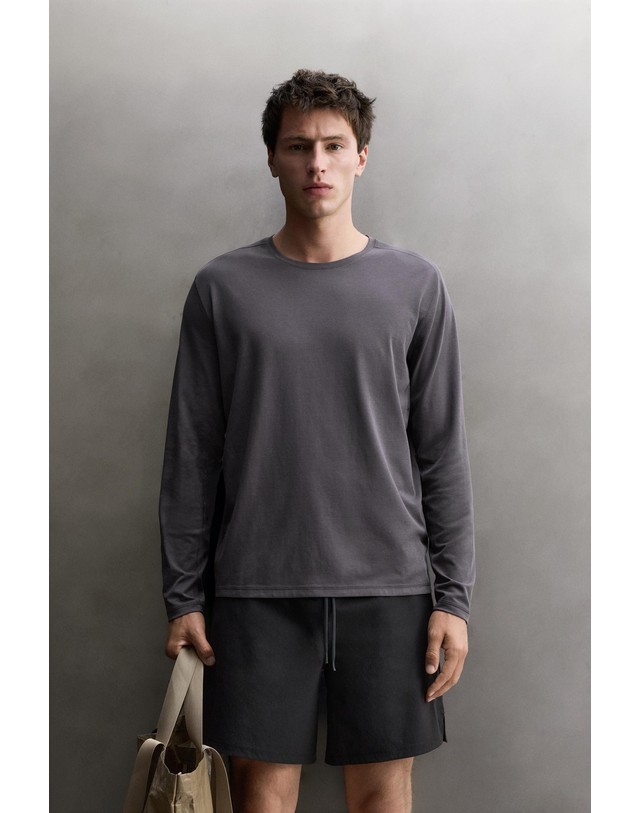 자라 자라 테크니컬 레귤러핏 긴팔 티셔츠 4387/389/485 BLUE / GREY 그레이 착용컷