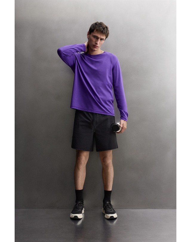 자라 자라 테크니컬 라운드넥 긴팔 티셔츠 4387/389/611 PURPLE 퍼플 착용컷