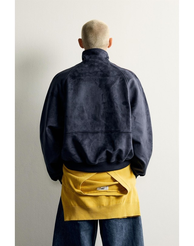 자라 자라 컬러블록 스웨이드 집업 자켓 3833/401/401 NAVY BLUE 네이비 착용컷