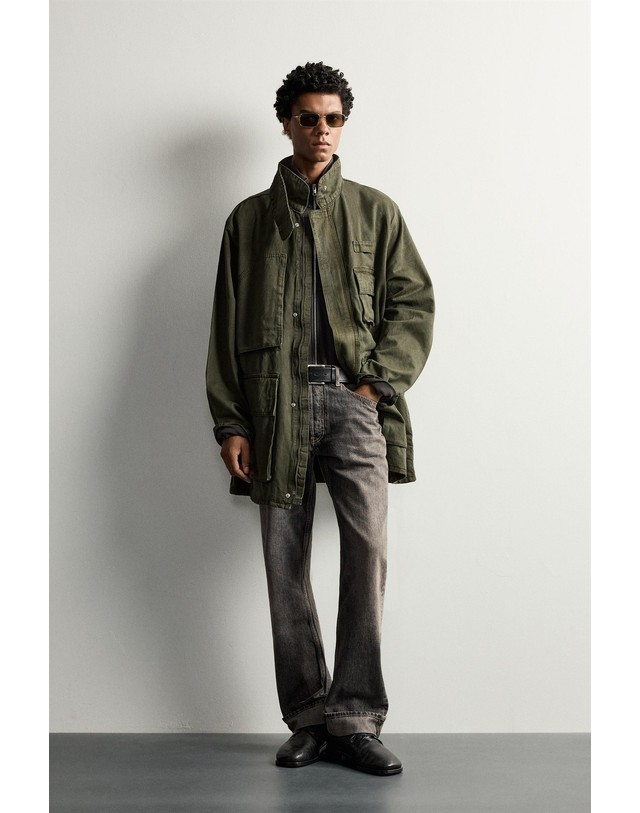 자라 자라 워시드 라이오셀 코튼 파카 3216/377/507 DARK KHAKI 카키 착용컷