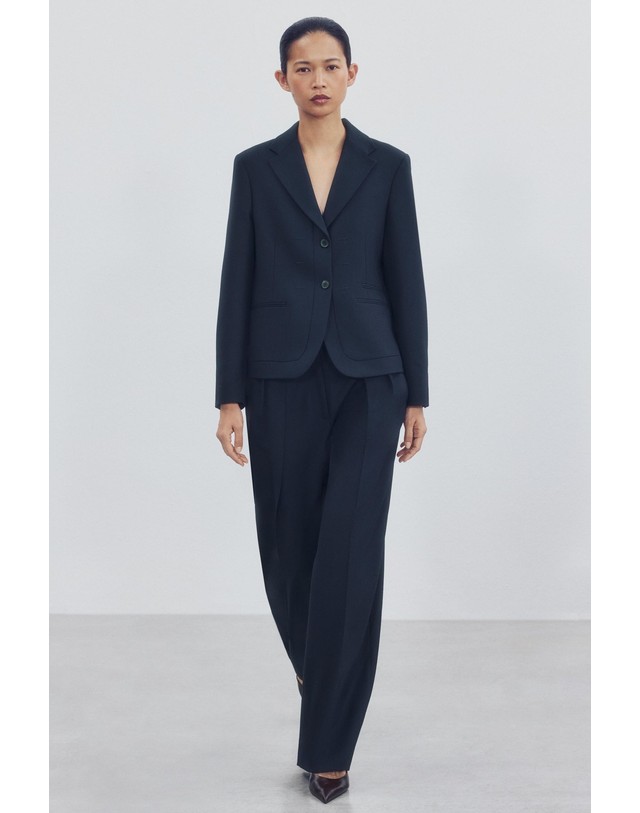 자라 자라 와이드 플리츠 슬랙스 팬츠 2010/788/401 NAVY BLUE 네이비 착용컷
