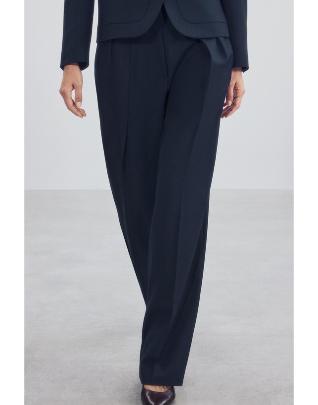 자라 자라 와이드 플리츠 슬랙스 팬츠 2010/788/401 NAVY BLUE 네이비 착용컷