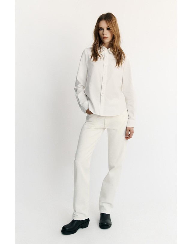 자라 자라 스트라이프 스트레이트 데님 진 5252/257/250 WHITE 화이트 착용컷
