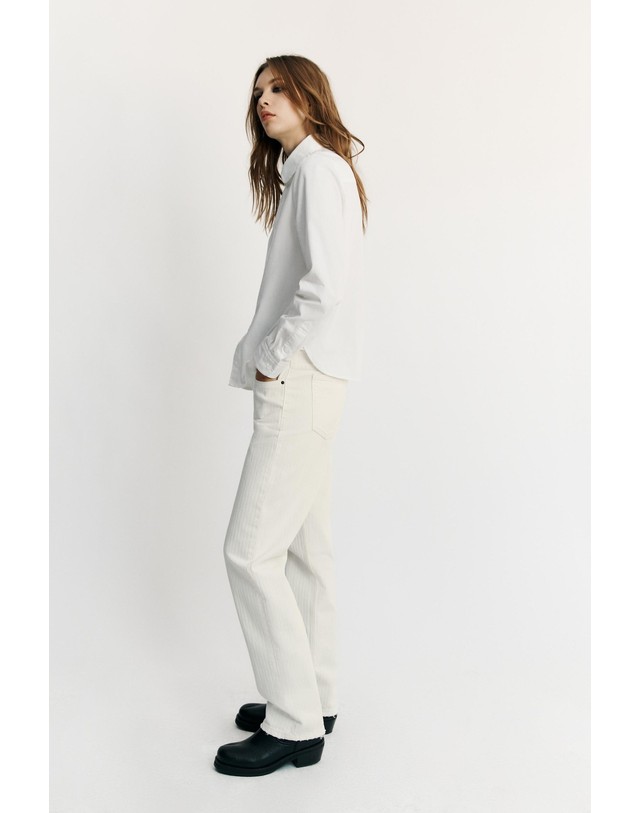 자라 자라 스트라이프 스트레이트 데님 진 5252/257/250 WHITE 화이트 착용컷
