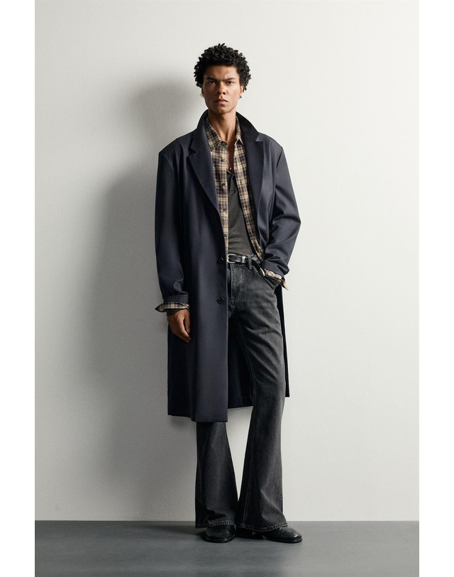 자라 자라 릴렉스핏 울 혼방 롱 코트 0706/655/401 NAVY BLUE 네이비 착용컷