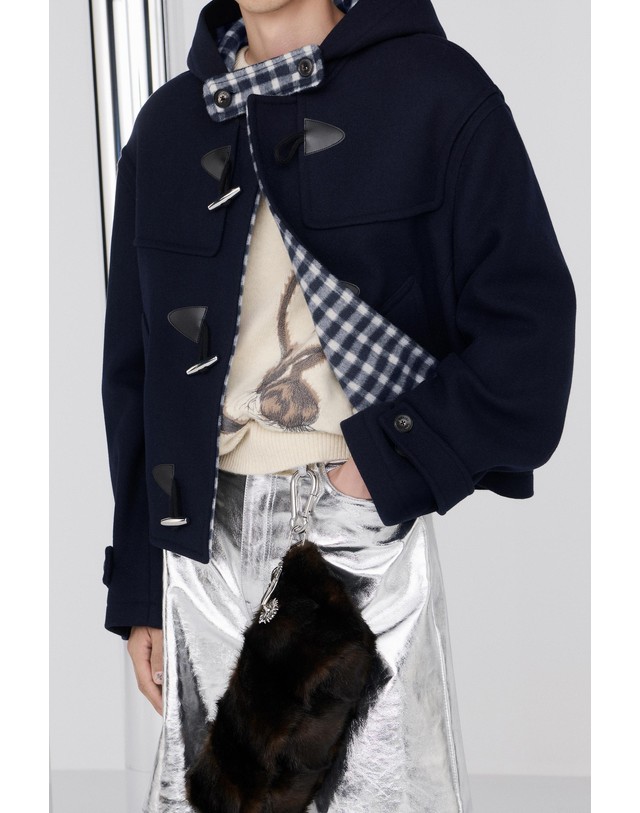 자라 자라 울 크롭 후드 더플 코트 3692/907/401 NAVY BLUE 네이비 착용컷