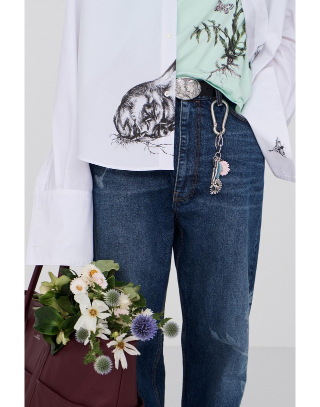 자라 자라 프린트 루즈핏 워시드 청바지 9863/002/200 BLUE / INDIGO 블루 착용컷