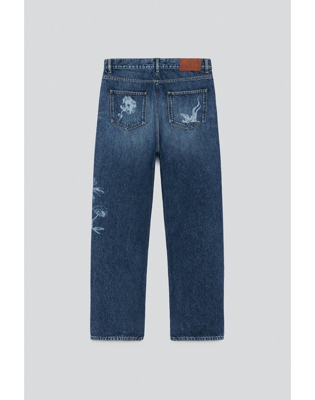 자라 자라 프린트 루즈핏 워시드 청바지 9863/002/200 BLUE / INDIGO 블루 착용컷