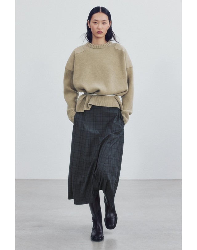 자라 자라 체크 A라인 미디 스커트 6690/256/802 GREY 그레이 착용컷