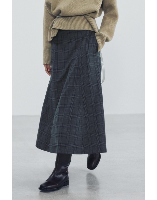 자라 자라 체크 A라인 미디 스커트 6690/256/802 GREY 그레이 착용컷